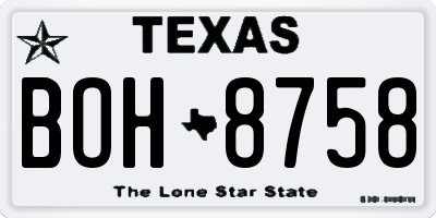 TX license plate BOH8758