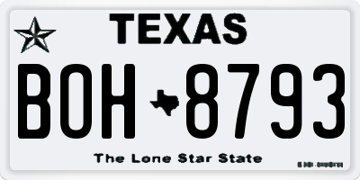 TX license plate BOH8793