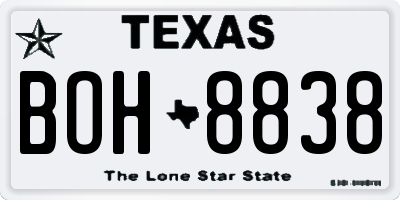 TX license plate BOH8838