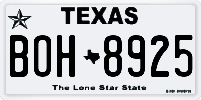 TX license plate BOH8925
