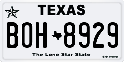 TX license plate BOH8929