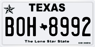 TX license plate BOH8992