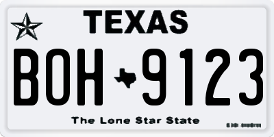 TX license plate BOH9123