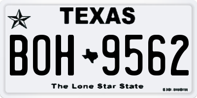 TX license plate BOH9562