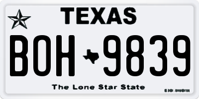 TX license plate BOH9839