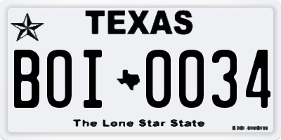 TX license plate BOI0034