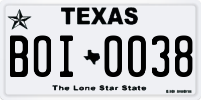 TX license plate BOI0038