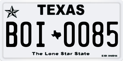 TX license plate BOI0085