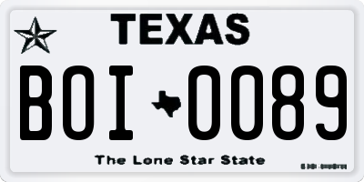 TX license plate BOI0089