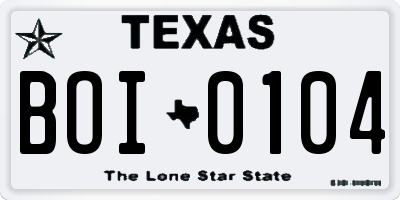 TX license plate BOI0104