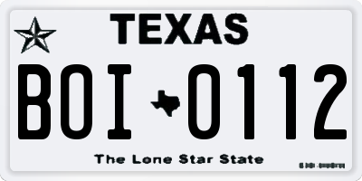 TX license plate BOI0112