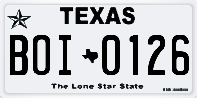 TX license plate BOI0126