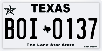 TX license plate BOI0137
