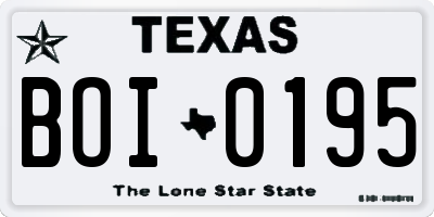 TX license plate BOI0195