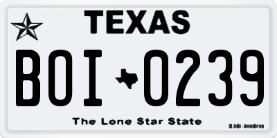 TX license plate BOI0239