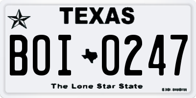 TX license plate BOI0247