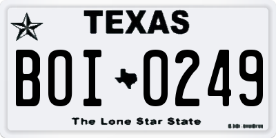 TX license plate BOI0249