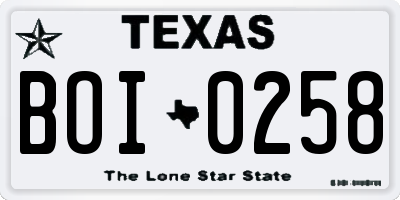 TX license plate BOI0258