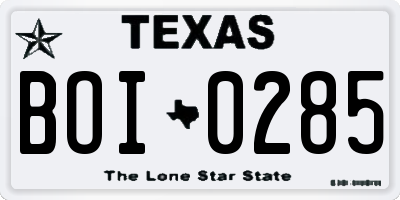 TX license plate BOI0285