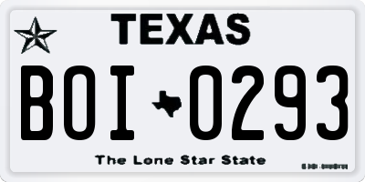 TX license plate BOI0293