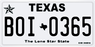 TX license plate BOI0365