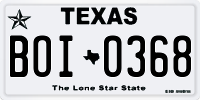 TX license plate BOI0368