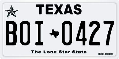 TX license plate BOI0427
