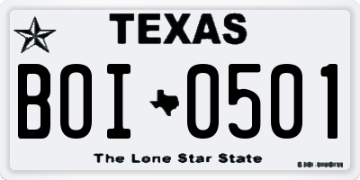 TX license plate BOI0501