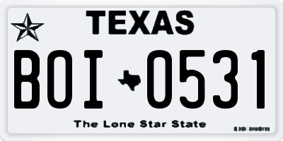 TX license plate BOI0531
