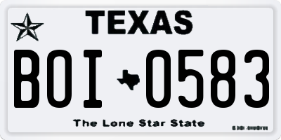 TX license plate BOI0583
