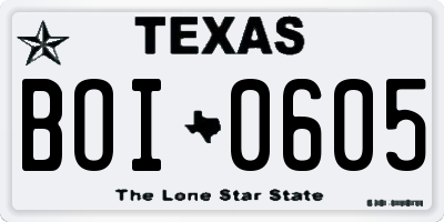 TX license plate BOI0605