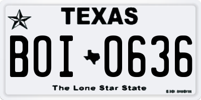TX license plate BOI0636