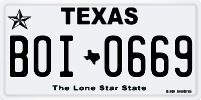 TX license plate BOI0669