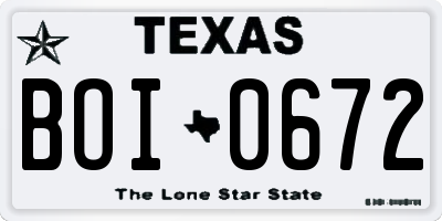 TX license plate BOI0672