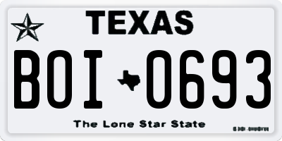 TX license plate BOI0693