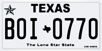 TX license plate BOI0770