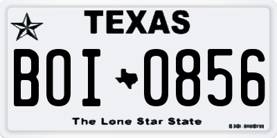 TX license plate BOI0856