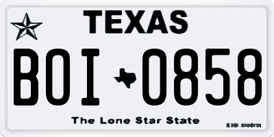 TX license plate BOI0858