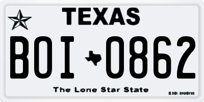 TX license plate BOI0862