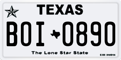 TX license plate BOI0890