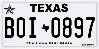 TX license plate BOI0897