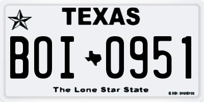 TX license plate BOI0951