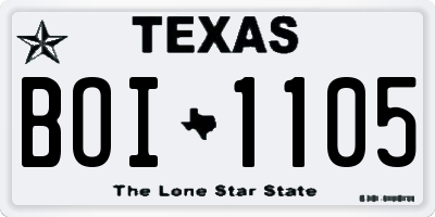 TX license plate BOI1105