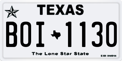TX license plate BOI1130