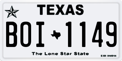 TX license plate BOI1149