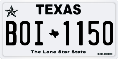 TX license plate BOI1150