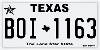 TX license plate BOI1163