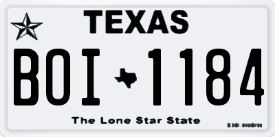 TX license plate BOI1184