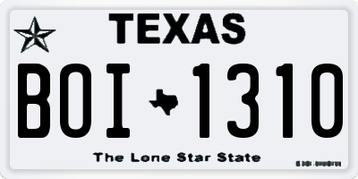 TX license plate BOI1310