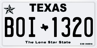 TX license plate BOI1320